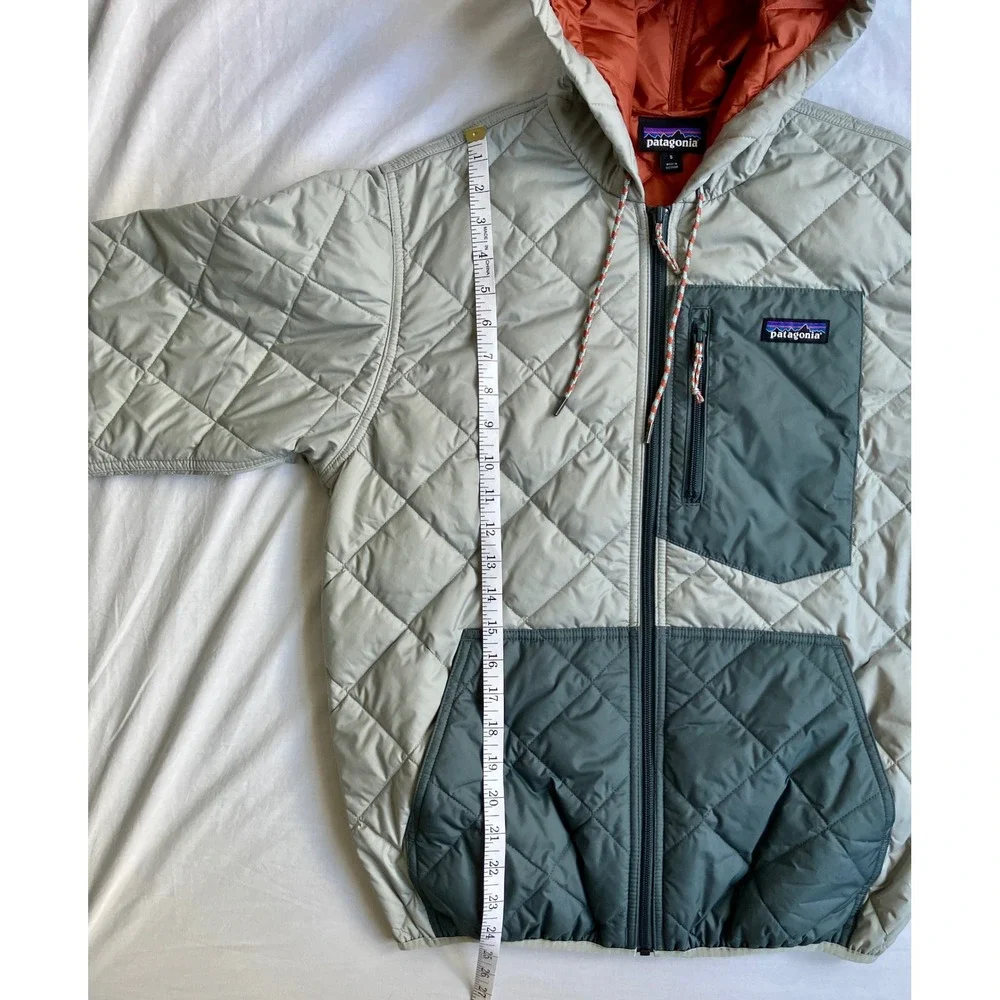 Patagonia Mens Small Diamond Quilted Bomber Hoody Smolder Blue Colorway